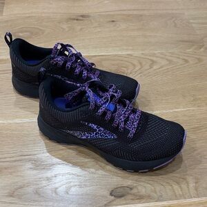 Brooks Black and Purple Leopard Running Shoes
